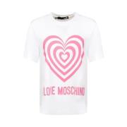 Moschino Logo Bomull T-shirt, Rund Halsringning White, Dam