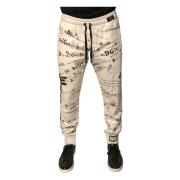 Dolce & Gabbana Logodetalj Bomull Jogger Sweatpants Beige, Herr