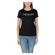 Armani Exchange Tryckt bomulls-T-shirt med rund hals Black, Dam