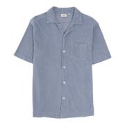 Hartford Terry Cotton Short-Sleeved Shirt Blue, Herr