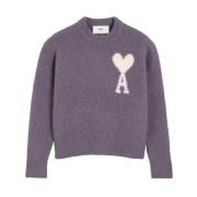 Ami Paris Mysig De Coeur Logo Sweater Purple, Dam