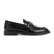 Chloé Svart Läder Loafer Skor Black, Dam