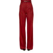 Max Mara Studio Bordeaux Ull Straight Leg Byxor Red, Dam