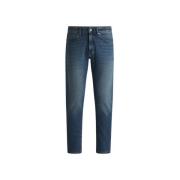 Hugo Boss Regular Fit Jeans, 5-ficksmodell, Tapered ben, Medium blå Bl...