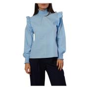 H2O Elegant Ruffled Sky Blue Shirt Blue, Dam