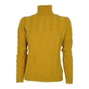 CASHMERE COMPANY Senap Cashmere och Ull Flätad Tröja Yellow, Dam