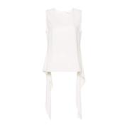 P.A.R.O.S.H. Krämfärgad Ärmlös Blus med Asymmetriska Detaljer White, D...