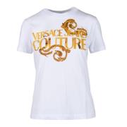 Versace Jeans Couture Bomull T-shirt med Stiligt Design White, Dam