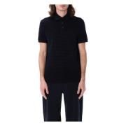 Emporio Armani Marine Flocked Logo Polo Shirt Ss25 Blue, Herr