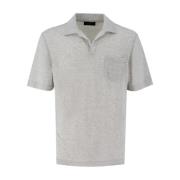 SEASE Linneduk Polo Skjorta med Ficka Gray, Herr