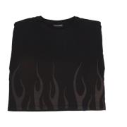 VISION OF SUPER Flames Tee Svart Dam T-shirt Black, Dam