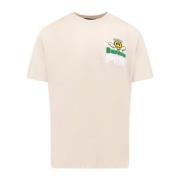 BARROW T-shirt med logotryck i bomull Beige, Herr