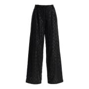 ROTATE Birger Christensen Diamond Sequin Wide Leg Pants Black, Dam