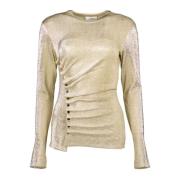 Paco Rabanne Metallisk Guld Draperad Topp Yellow, Dam