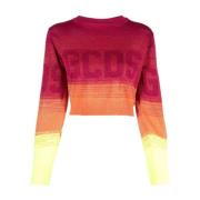 GCDS Rosa Lurex Cropped Sweater Pink, Dam