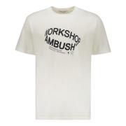 AMBUSH Ribbad Bomull T-shirt Fram Print White, Herr