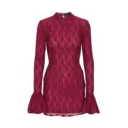 ROTATE Birger Christensen Burgundy Lace Miniklänning Red, Dam