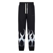 VISION OF SUPER Flames Lättvikts Tracksuit Byxor Svart/Vit Black, Herr