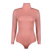 Fendi Slim Fit High Neck Body Pink, Dam