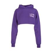 LIVINCOOL Lila Orkidé Crop Hoodie Artwork Purple, Dam