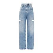 Maison Margiela Blå Denim Jeans med Vintage Effekt Blue, Dam