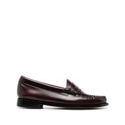 G.H. Bass & Co. Burgundy Penny Loafer Platta Skor Red, Dam