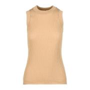 Sportmax Räfflad bomullstopp Beige, Dam