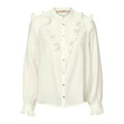 RUE de FEMME Elegant Feminin Skjorta med Rynkdetaljer White, Dam