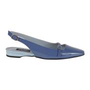 Carel Ninon Läder Ballerina Slingback Skor Blue, Dam