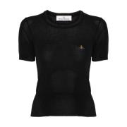 Vivienne Westwood Svart Signatur Orb Logo Crew Neck Black, Dam