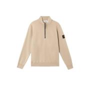 Stone Island Öken Halv Zip Bomullsweatshirt Beige, Herr