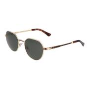 Persol Rund Pantos Stil Metall Solglasögon Brown, Unisex