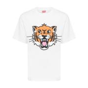 Kenzo Glad Tiger Klassisk T-shirt White, Herr