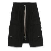 Rick Owens Svarta Cargo Shorts med Elastisk Midja Black, Herr