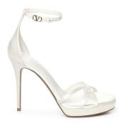 Valentino Garavani Vita Kvällslam Plattform Sandaler White, Dam