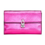 Coccinelle Läder Clutch med Avtagbar Kedja Pink, Dam