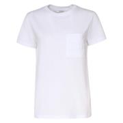 Max Mara Off-White Bomull T-shirt Rund Krage Beige, Dam