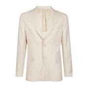 Eleventy Slim Fit Linne Ull Silk Jacka Beige, Herr