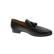 Antica Cuoieria Svart Läderflätade Loafers Black, Herr