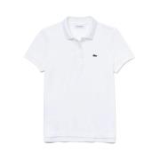 Lacoste Vit Polo Skjorta Krokodil Patch White, Dam