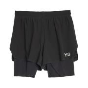 Y-3 Lager Svart Perforerad Logotyp Tryck Shorts Black, Herr