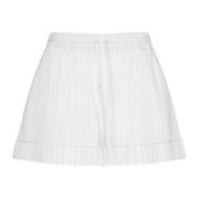 Twinset Vita Randiga Bomull Linne Shorts White, Dam