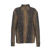 Norma Kamali Gul Stand Blus Python Effekt Multicolor, Dam