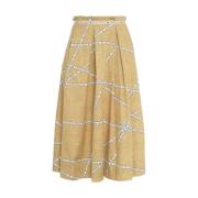 Elisabetta Franchi Veckad Guld Kjol All-Over Print Yellow, Dam