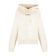 Jil Sander Vit huva tröja med logotyp tryck Beige, Dam