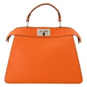 Fendi Peekaboo ISeeU Liten Läder Väska Orange, Dam