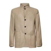 Ermenegildo Zegna Beige Linne Ulljacka Deconstructed Stil Beige, Herr