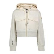 Moncler Beige Bomull Dragkedja Sweatshirt Vår-Sommar 2025 Gray, Dam