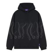 Octopus Outline Hoodie med Flag Etikett Black, Herr