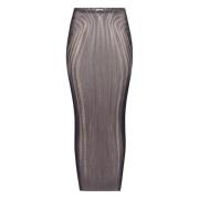 Jean Paul Gaultier Svart Spiral Mesh Långkjol Black, Dam